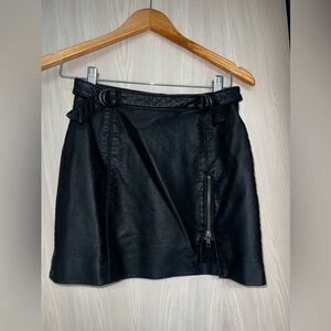 Free People Black Leather Skirt